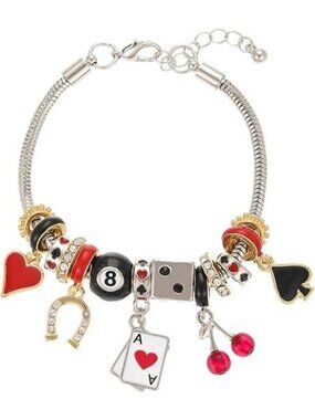 Ace Of Hearts Playing Card Gold Plated Adjustable Snake Chain Bracelet